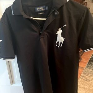 Mens slim fit Polo collared shirt in black